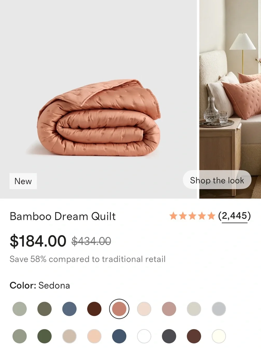 Luxury King/Cal King Sedona Bamboo Dream Quilt - Retail $184